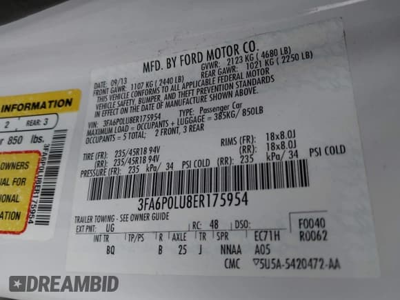 ✅ 2014 Ford Fusion SE Hybrid • VIN: 3FA6P0LU8ER175954 • Лот: 43615028. Опубликован ранее на IAAI с пробегом 108 932 миль. Бесплатный доступ к архиву аукционных продаж из США и подробный отчёт об истории автомобиля на DreamBid. Изображение 9.