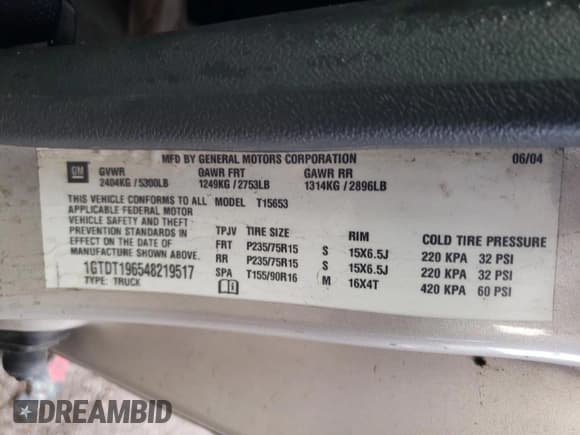 ✅ 2004 GMC Canyon SLE Z71 • VIN: 1GTDT196548219517 • Лот: 75623744. Опубликован ранее на Copart с пробегом 180 237 миль. Бесплатный доступ к архиву аукционных продаж из США и подробный отчёт об истории автомобиля на DreamBid. Изображение 12.