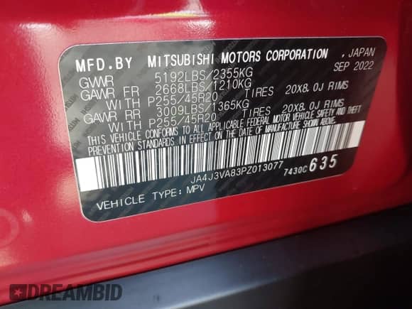 2023 Mitsubishi Outlander SEL с VIN JA4J3VA83PZ013077, выставлен на аукционе IAAI как лот 42940980 с пробегом 26 555 миль миль и . История ставок и продаж доступна на DreamBid. Изображение 9.