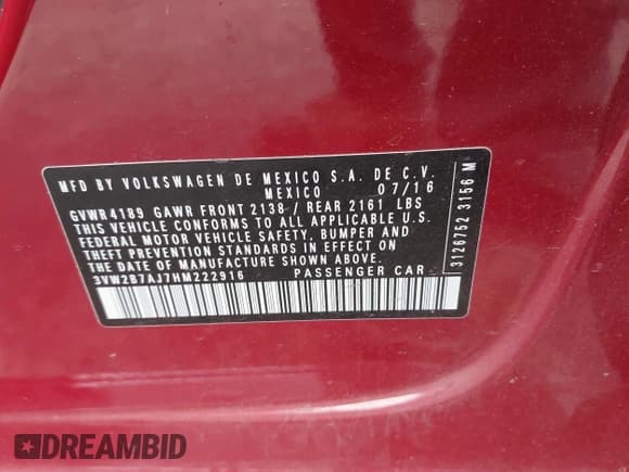 ✅ 2017 Volkswagen Jetta S • VIN: 3VW2B7AJ7HM222916 • Лот: 43636912. Опубликован ранее на IAAI с пробегом 79 472 миль. Бесплатный доступ к архиву аукционных продаж из США и подробный отчёт об истории автомобиля на DreamBid. Изображение 9.