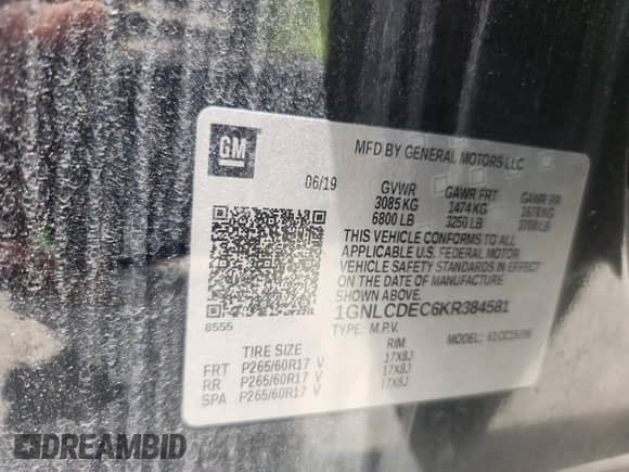 2019 Chevrolet Tahoe Commercial с VIN 1GNLCDEC6KR384581, выставлен на аукционе Copart как лот 64126645 с пробегом 129 471 миль миль и Чистый • Clean title. История ставок и продаж доступна на DreamBid. Изображение 13.