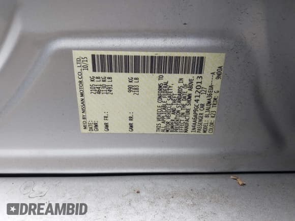 ✅ 2016 Nissan Maxima S • VIN: 1N4AA6AP9GC412013 • Лот: 42905561. Опубликован ранее на IAAI с пробегом 126 197 миль. Бесплатный доступ к архиву аукционных продаж из США и подробный отчёт об истории автомобиля на DreamBid. Изображение 9.