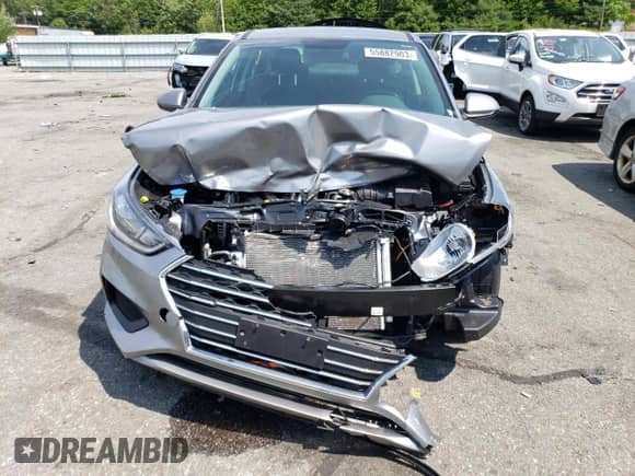 2022 Hyundai Accent SEL with VIN 3KPC24A6XNE173914, listed as a Copart auction lot 55882903 with 23,100 mi miles and . Bid and sale history available at DreamBid. Image 5.