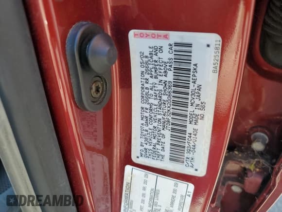 ✅ 2002 Toyota Camry XLE • VIN: JTDBF32KX20066369 • Lot: 80317985. Wystawiony na Copart z przebiegiem 160 458 mil. Bezpłatny archiwum sprzedaży aukcyjnych z USA i szczegółowy raport historii pojazdu na DreamBid. Zdjęcie 12.