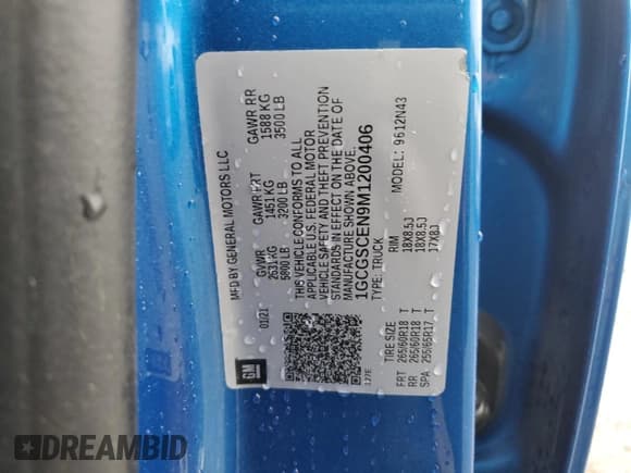 ✅ 2021 Chevrolet Colorado 2WD LT • VIN: 1GCGSCEN9M1200406 • Lot: 52091735. Listed on Copart with 70,501 mi. Free auction sales archive from the USA and detailed vehicle history report at DreamBid. Image 14.