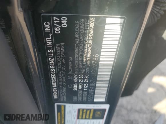 ✅ 2017 Mercedes-Benz C 300 • VIN: 55SWF4JB7HU229786 • Lot: 64435065. Listed on Copart with Not provided. Free auction sales archive from the USA and detailed vehicle history report at DreamBid. Image 12.