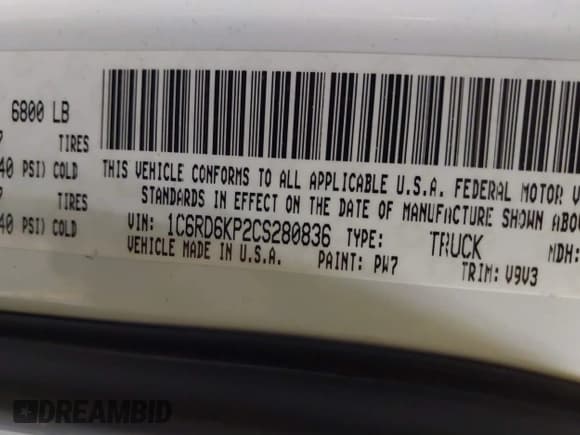 ✅ 2012 Ram 1500 Tradesman • VIN: 1C6RD6KP2CS280836 • Лот: 40880119. Опубликован ранее на IAAI с пробегом 84 748 миль. Бесплатный доступ к архиву аукционных продаж из США и подробный отчёт об истории автомобиля на DreamBid. Изображение 9.