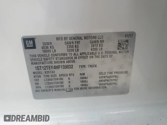 ✅ 2017 GMC Sierra 2500HD SLT • VIN: 1GT12TEY4HF139832 • Лот: 67978375. Опубликован ранее на Copart с пробегом 45 067 миль. Бесплатный доступ к архиву аукционных продаж из США и подробный отчёт об истории автомобиля на DreamBid. Изображение 12.