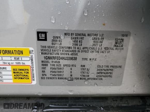 ✅ 2017 Chevrolet Traverse LS • VIN: 1GNKRFED4HJ209638 • Lot: 90425765. Wystawiony na Copart z przebiegiem 30 356 mil. Bezpłatny archiwum sprzedaży aukcyjnych z USA i szczegółowy raport historii pojazdu na DreamBid. Zdjęcie 13.