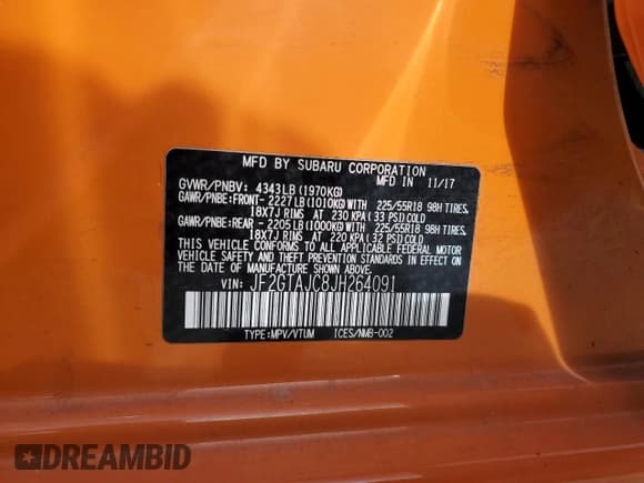 ✅ 2018 Subaru Crosstrek Limited • VIN: JF2GTAJC8JH264091 • Lot: 91290675. Listed on Copart with 177,409 mi. Free auction sales archive from the USA and detailed vehicle history report at DreamBid. Image 14.