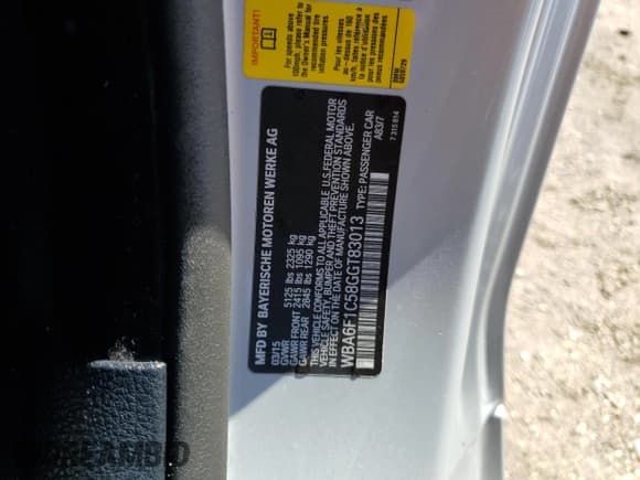 ✅ 2016 BMW 6 Series 640i • VIN: WBA6F1C58GGT83013 • Лот: 46697515. Опубликован ранее на Copart с пробегом 73 573 миль. Бесплатный доступ к архиву аукционных продаж из США и подробный отчёт об истории автомобиля на DreamBid. Изображение 13.