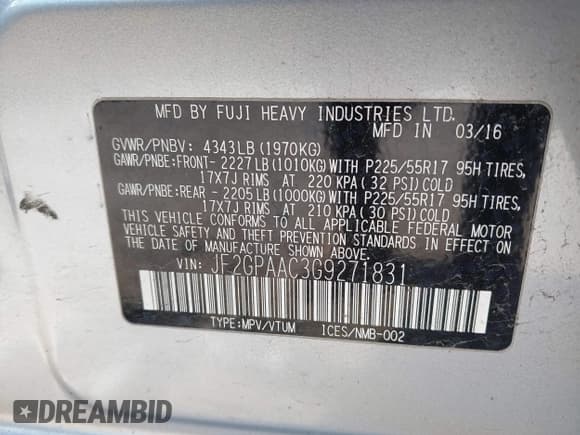 ✅ 2016 Subaru Crosstrek • VIN: JF2GPAAC3G9271831 • Лот: 43678377. Опубликован ранее на IAAI с пробегом 94 290 миль. Бесплатный доступ к архиву аукционных продаж из США и подробный отчёт об истории автомобиля на DreamBid. Изображение 9.