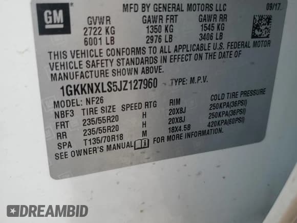 ✅ 2018 GMC Acadia Denali • VIN: 1GKKNXLS5JZ127960 • Lot: 56662245. Listed on Copart with 66,602 mi. Free auction sales archive from the USA and detailed vehicle history report at DreamBid. Image 13.