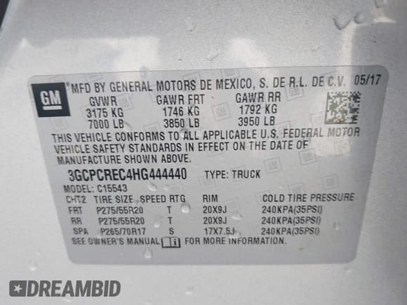 ✅ 2017 Chevrolet Silverado 1500 LT • VIN: 3GCPCREC4HG444440 • Лот: 43206310. Опубликован ранее на IAAI с пробегом 105 162 миль. Бесплатный доступ к архиву аукционных продаж из США и подробный отчёт об истории автомобиля на DreamBid. Изображение 9.