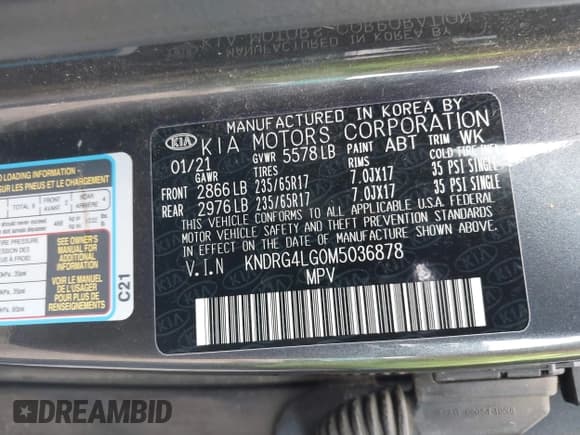 ✅ 2021 Kia Sorento S • VIN: KNDRG4LG0M5036878 • Lot: 42544031. Wystawiony na IAAI z przebiegiem 62 059 mil. Bezpłatny archiwum sprzedaży aukcyjnych z USA i szczegółowy raport historii pojazdu na DreamBid. Zdjęcie 9.