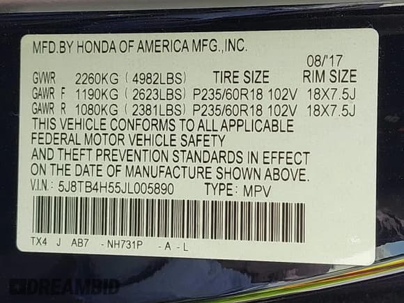 ✅ 2018 Acura RDX Technology • VIN: 5J8TB4H55JL005890 • Lot: 41887600. Listed on IAAI with 73,638 mi. Free auction sales archive from the USA and detailed vehicle history report at DreamBid. Image 9.