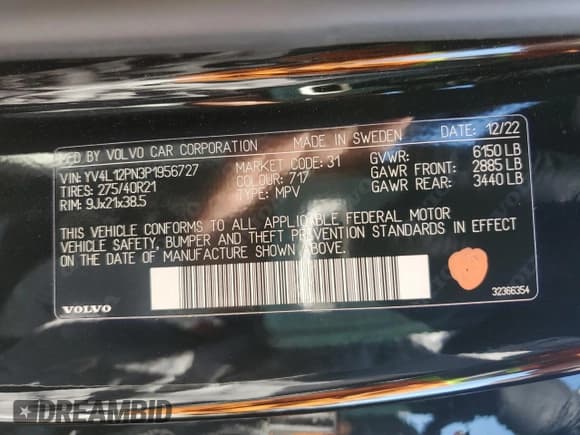 ✅ 2023 Volvo XC90 Plus • VIN: YV4L12PN3P1956727 • Lot: 63416854. Listed on Copart with 10,059 mi. Free auction sales archive from the USA and detailed vehicle history report at DreamBid. Image 14.