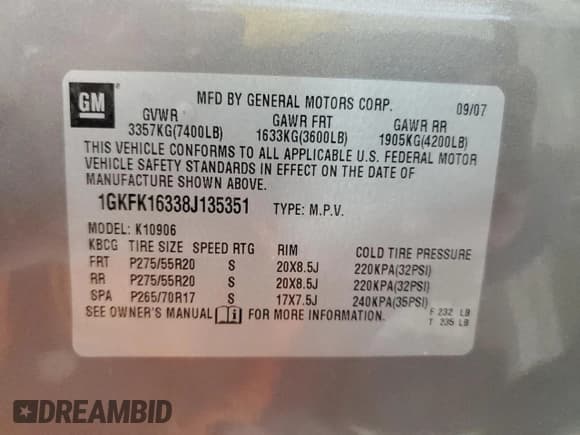 ✅ 2008 GMC Yukon XL SLT 4SB • VIN: 1GKFK16338J135351 • Лот: 66748465. Опубликован ранее на Copart с пробегом 130 888 миль. Бесплатный доступ к архиву аукционных продаж из США и подробный отчёт об истории автомобиля на DreamBid. Изображение 14.