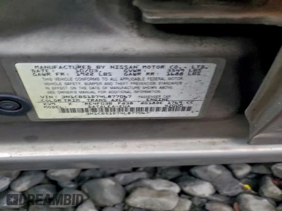 ✅ 2004 Nissan Sentra • VIN: 3N1CB51D74L877067 • Lot: 89630955. Wystawiony na Copart z przebiegiem 141 237 mil. Bezpłatny archiwum sprzedaży aukcyjnych z USA i szczegółowy raport historii pojazdu na DreamBid. Zdjęcie 12.