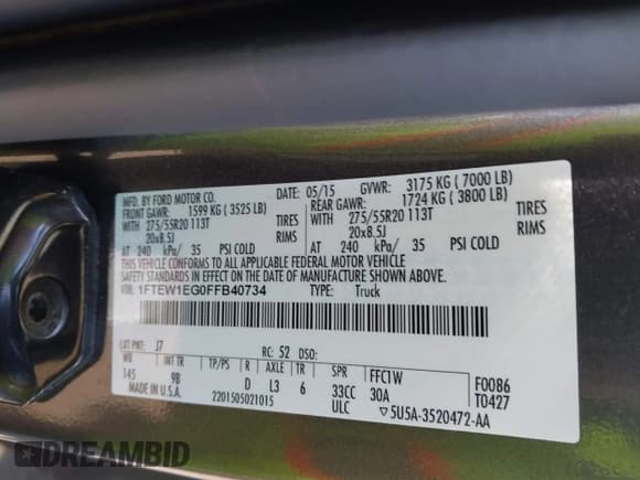 ✅ 2015 Ford F-150 Lariat • VIN: 1FTEW1EG0FFB40734 • Lot: 43502809. Listed on IAAI with 138,102 mi. Free auction sales archive from the USA and detailed vehicle history report at DreamBid. Image 9.