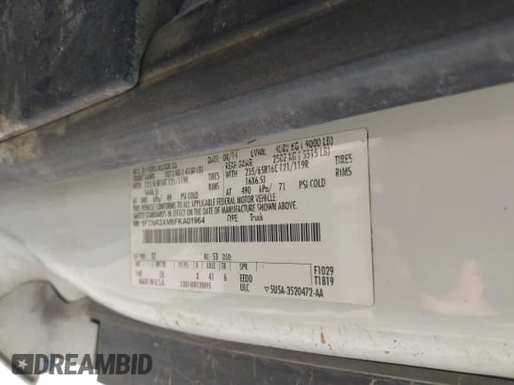 ✅ 2015 Ford Transit Cargo • VIN: 1FTNR3XM6FKA01964 • Lot: 42629479. Listed on IAAI with 328,208 mi. Free auction sales archive from the USA and detailed vehicle history report at DreamBid. Image 9.