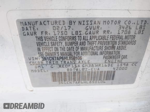 ✅ 2017 Nissan Versa S Plus • VIN: 3N1CN7AP6HL850106 • Lot: 43409332. Wystawiony na IAAI z przebiegiem 113 942 mil. Bezpłatny archiwum sprzedaży aukcyjnych z USA i szczegółowy raport historii pojazdu na DreamBid. Zdjęcie 9.