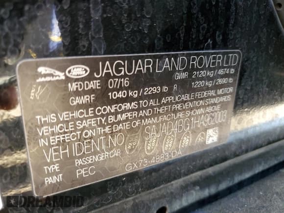 ✅ 2017 Jaguar XE 25t Premium • VIN: SAJAD4BG1HA962003 • Lot: 67956935. Wystawiony na Copart z przebiegiem 77 689 mil. Bezpłatny archiwum sprzedaży aukcyjnych z USA i szczegółowy raport historii pojazdu na DreamBid. Zdjęcie 12.