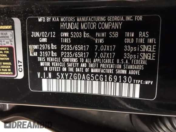 ✅ 2012 Hyundai Santa Fe GLS • VIN: 5XYZGDAG5CG169130 • Lot: 41875452. Listed on IAAI with 139,621 mi. Free auction sales archive from the USA and detailed vehicle history report at DreamBid. Image 9.