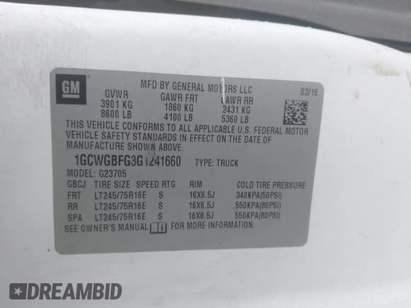 ✅ 2016 Chevrolet Express Cargo • VIN: 1GCWGBFG3G1241660 • Lot: 43822764. Listed on IAAI with 176,220 mi. Free auction sales archive from the USA and detailed vehicle history report at DreamBid. Image 9.