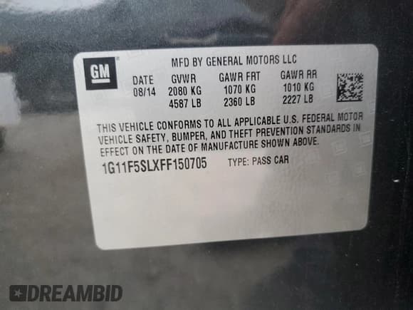 ✅ 2015 Chevrolet Malibu LTZ • VIN: 1G11F5SLXFF150705 • Lot: 49619644. Wystawiony na Copart z przebiegiem 136 585 mil. Bezpłatny archiwum sprzedaży aukcyjnych z USA i szczegółowy raport historii pojazdu na DreamBid. Zdjęcie 12.