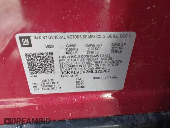 ✅ 2021 GMC Terrain SLT • VIN: 3GKALVEV2ML322987 • Lot: 41661019. Wystawiony na IAAI z przebiegiem 62 944 mil. Bezpłatny archiwum sprzedaży aukcyjnych z USA i szczegółowy raport historii pojazdu na DreamBid. Zdjęcie 9.