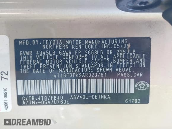 ✅ 2010 Toyota Camry XLE • VIN: 4T4BF3EK9AR023761 • Лот: 43779549. Опубликован ранее на IAAI с пробегом 129 347 миль. Бесплатный доступ к архиву аукционных продаж из США и подробный отчёт об истории автомобиля на DreamBid. Изображение 9.