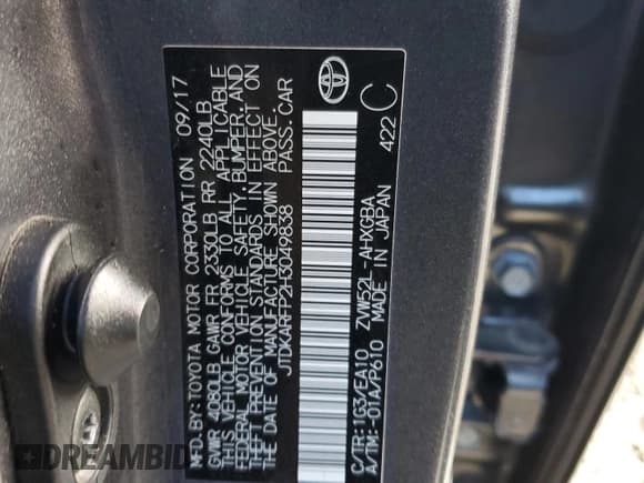 ✅ 2017 Toyota Prius Premium • VIN: JTDKARFP2H3049838 • Lot: 86312405. Wystawiony na Copart z przebiegiem 47 247 mil. Bezpłatny archiwum sprzedaży aukcyjnych z USA i szczegółowy raport historii pojazdu na DreamBid. Zdjęcie 14.