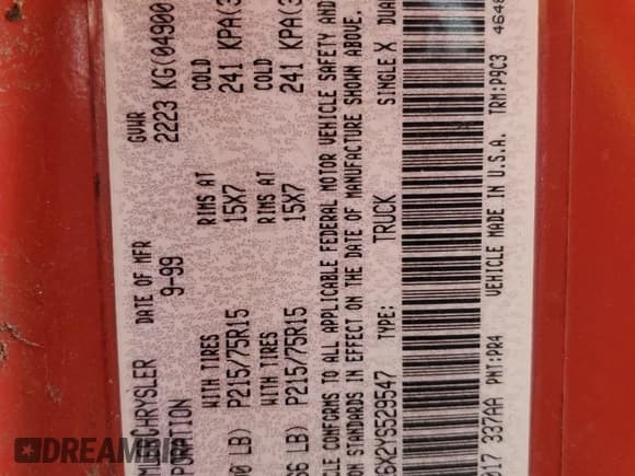 ✅ 2000 Dodge Dakota • VIN: 1B7FL26X2YS529547 • Lot: 71920925. Wystawiony na Copart z przebiegiem 238 116 mil. Bezpłatny archiwum sprzedaży aukcyjnych z USA i szczegółowy raport historii pojazdu na DreamBid. Zdjęcie 12.