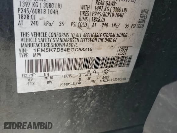 ✅ 2014 Ford Explorer XLT • VIN: 1FM5K7D84EGC58315 • Lot: 86300095. Wystawiony na Copart z przebiegiem Nie podano. Bezpłatny archiwum sprzedaży aukcyjnych z USA i szczegółowy raport historii pojazdu na DreamBid. Zdjęcie 14.