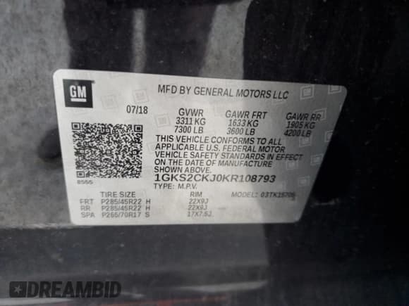 ✅ 2019 GMC Yukon Denali • VIN: 1GKS2CKJ0KR108793 • Лот: 59907475. Опубликован ранее на Copart с пробегом Не указан. Бесплатный доступ к архиву аукционных продаж из США и подробный отчёт об истории автомобиля на DreamBid. Изображение 13.