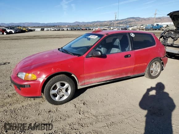 ✅ 1993 Honda Civic CX • VIN: 2HGEH2355PH542980 • Lot: 76941494. Listed on Copart with 203,173 mi. Free auction sales archive from the USA and detailed vehicle history report at DreamBid. Image 1.