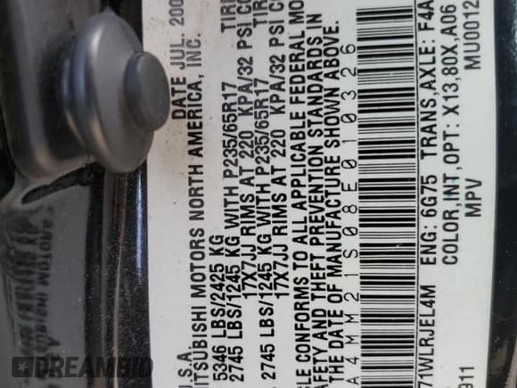 ✅ 2008 Mitsubishi Endeavor LS • VIN: 4A4MM21S08E010326 • Lot: 72114884. Wystawiony na Copart z przebiegiem 211 576 mil. Bezpłatny archiwum sprzedaży aukcyjnych z USA i szczegółowy raport historii pojazdu na DreamBid. Zdjęcie 13.