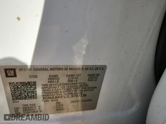 ✅ 2020 Chevrolet Equinox LT • VIN: 3GNAXKEV2LS707136 • Лот: 89911535. Опубликован ранее на Copart с пробегом 73 090 миль. Бесплатный доступ к архиву аукционных продаж из США и подробный отчёт об истории автомобиля на DreamBid. Изображение 13.