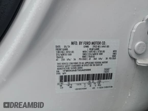 ✅ 2025 Ford Police Interceptor Utility • VIN: 1FM5K8AB7SGA05099 • Lot: 66682355. Listed on Copart with 10,403 mi. Free auction sales archive from the USA and detailed vehicle history report at DreamBid. Image 14.