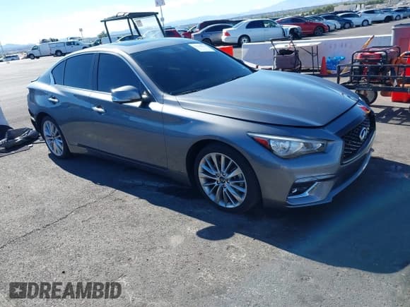 ✅ 2021 Infiniti Q50 Luxe • VIN: JN1EV7BP8MM705608 • Lot: 43530219. Listed on IAAI with 63,043 mi. Free auction sales archive from the USA and detailed vehicle history report at DreamBid. Image 1.