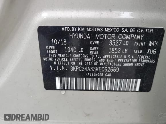 ✅ 2019 Hyundai Accent SE • VIN: 3KPC24A33KE062669 • Лот: 81038314. Опубликован ранее на Copart с пробегом 45 005 миль. Бесплатный доступ к архиву аукционных продаж из США и подробный отчёт об истории автомобиля на DreamBid. Изображение 12.