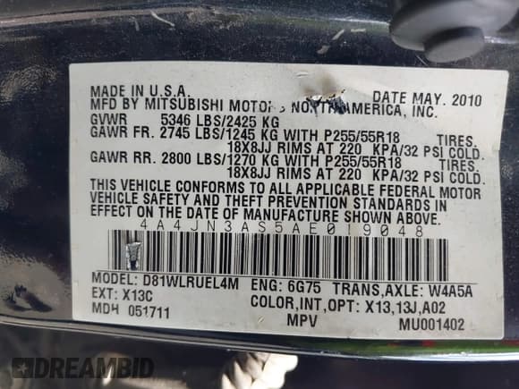 ✅ 2010 Mitsubishi Endeavor SE • VIN: 4A4JN3AS5AE019048 • Lot: 42189797. Wystawiony na IAAI z przebiegiem 193 871 mil. Bezpłatny archiwum sprzedaży aukcyjnych z USA i szczegółowy raport historii pojazdu na DreamBid. Zdjęcie 9.