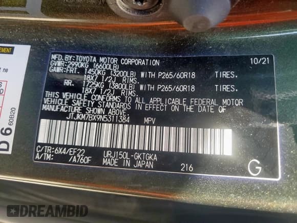 ✅ 2022 Lexus GX 460 • VIN: JTJKM7BX9N5311384 • Lot: 64450025. Wystawiony na Copart z przebiegiem 41 480 mil. Bezpłatny archiwum sprzedaży aukcyjnych z USA i szczegółowy raport historii pojazdu na DreamBid. Zdjęcie 13.