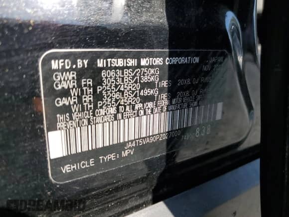 2023 Mitsubishi Outlander SEL z VIN JA4T5VA90PZ027000, wystawiony jako Copart lot #59324345 z przebiegiem 80 180 mil mil oraz Szkoda całkowita • Salvage title. Historia ofert i sprzedaży dostępna na DreamBid. Obrazek 13.
