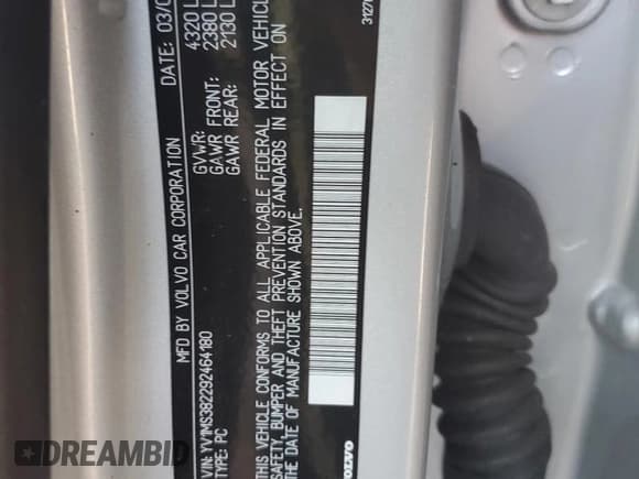 ✅ 2009 Volvo S40 2.4L • VIN: YV1MS382292464180 • Lot: 76491844. Listed on Copart with 109,250 mi. Free auction sales archive from the USA and detailed vehicle history report at DreamBid. Image 12.