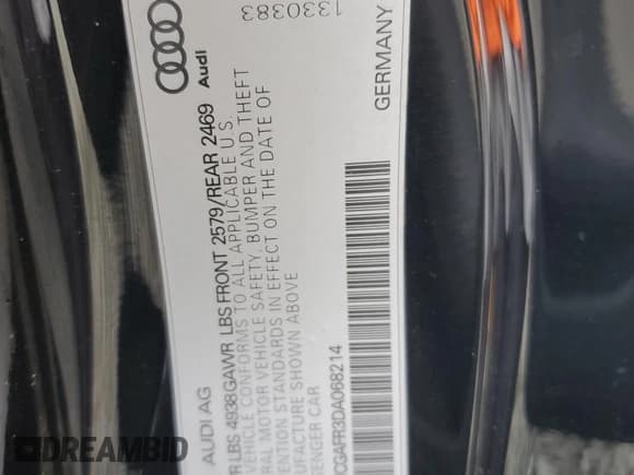 ✅ 2013 Audi S5 Premium Plus • VIN: WAUCGAFR3DA068214 • Lot: 69732035. Wystawiony na Copart z przebiegiem 132 734 mil. Bezpłatny archiwum sprzedaży aukcyjnych z USA i szczegółowy raport historii pojazdu na DreamBid. Zdjęcie 12.