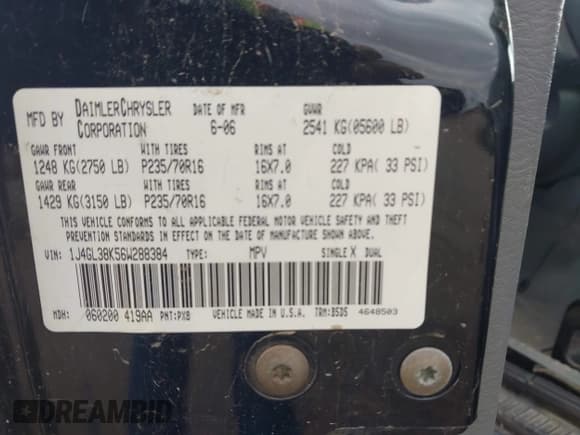 ✅ 2006 Jeep Liberty Renegade • VIN: 1J4GL38K56W288384 • Lot: 43067191. Listed on IAAI with 214,805 mi. Free auction sales archive from the USA and detailed vehicle history report at DreamBid. Image 9.