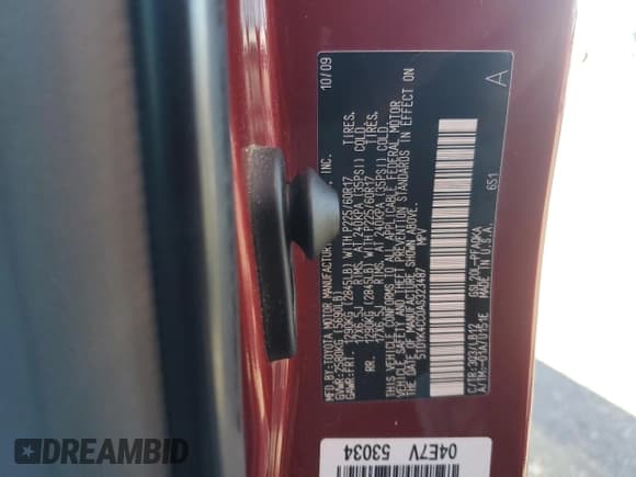 ✅ 2010 Toyota Sienna XLE • VIN: 5TDYK4CC0AS323487 • Lot: 82610125. Listed on Copart with 124,003 mi. Free auction sales archive from the USA and detailed vehicle history report at DreamBid. Image 13.