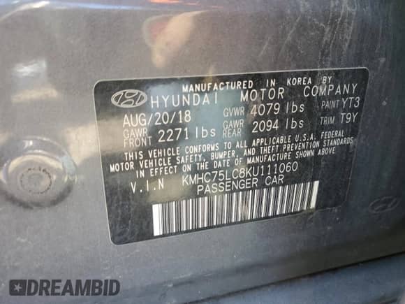 2019 Hyundai Ioniq SEL с VIN KMHC75LC8KU111060, выставлен на аукционе Copart как лот 76262864 с пробегом 132 863 миль миль и Списание • Salvage title. История ставок и продаж доступна на DreamBid. Изображение 12.